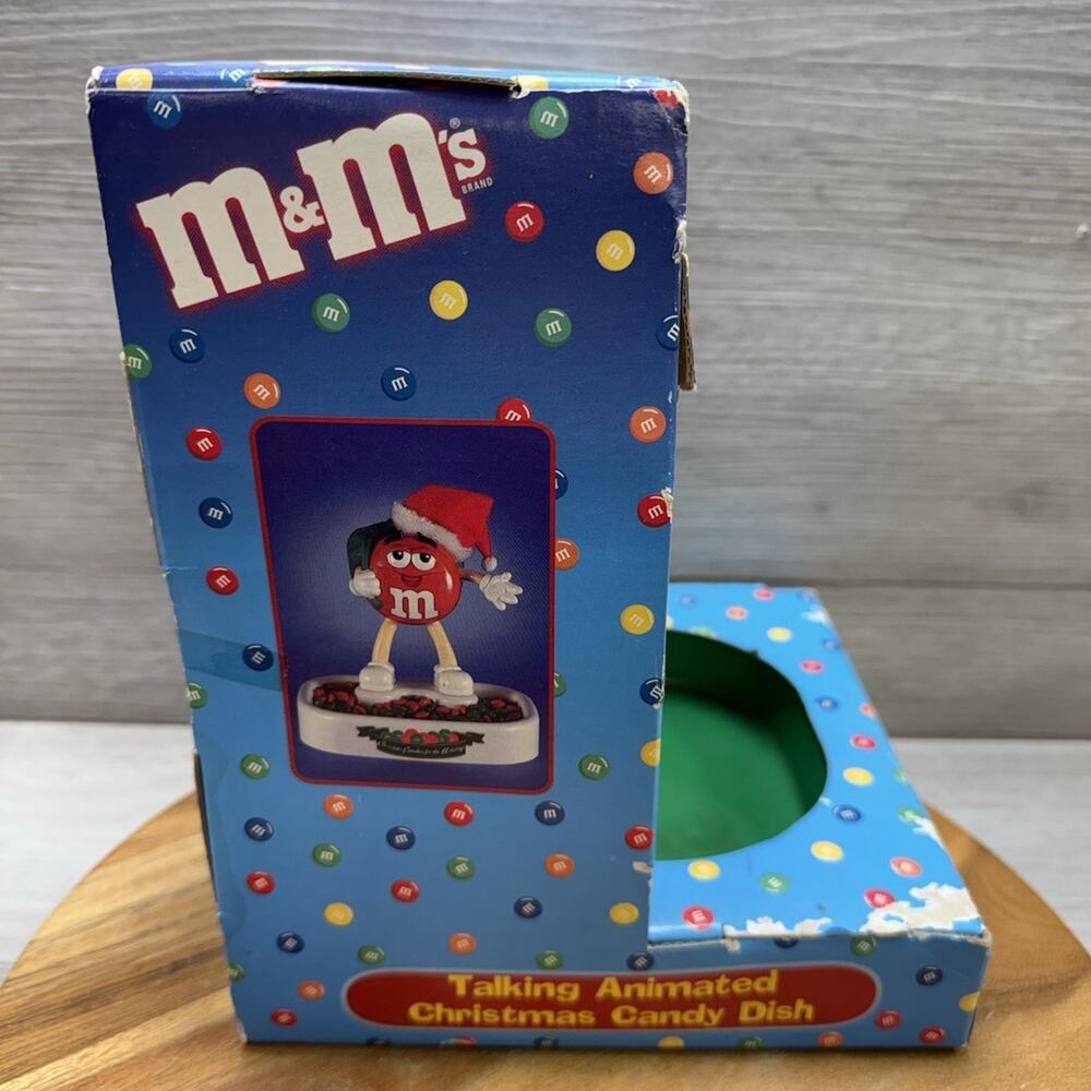 M&M'S HOLIDAY TALKING ANIMATED CHRISTMAS CANDY DISH RED New Untested